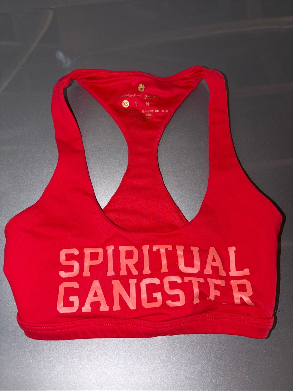 Spiritual gangster sport bra red XS logo front worn once